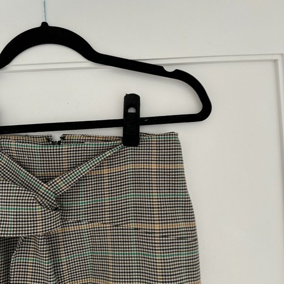 BA&SH Grena Mini Skirt Houndstooth Plaid Multicolor Wrap Style High Low Front - Picture 7 of 11